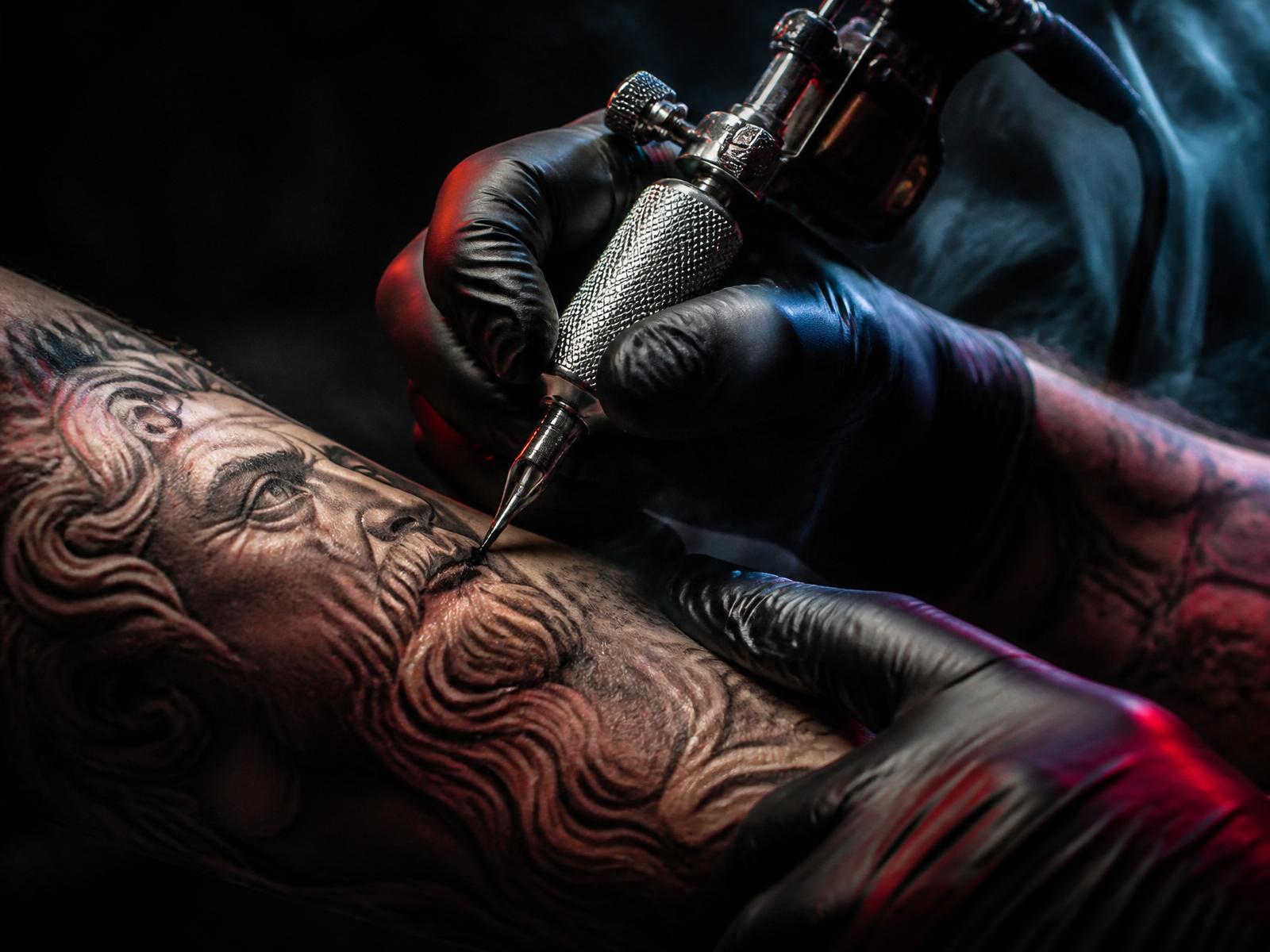 Tattoo artist at work